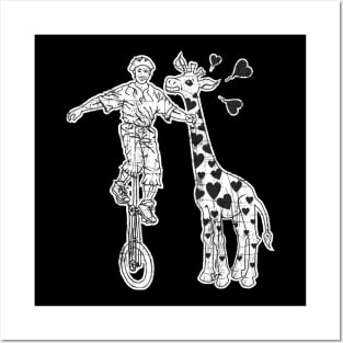 Giraffe  Loves Funny Freaky Giraffe Unicyclist Artist Posters and Art